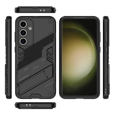 Til Samsung Galaxy S24 FE Kickstand Hybrid Hard PC Soft TPU Telefonveske - Svart