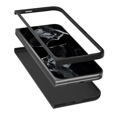 ABEEL til Google Pixel 9 Pro Fold 5G Case Cowhide + PC-telefonveske med strutsetekstur - svart