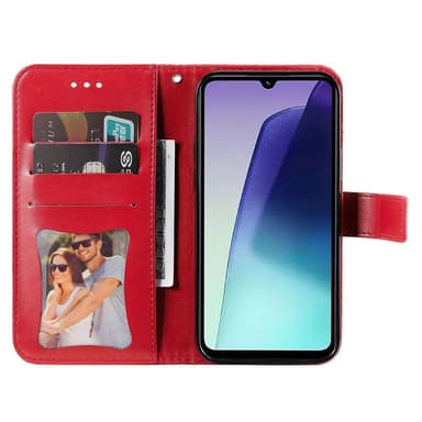 Til Xiaomi Redmi 14C Lommebok-deksel med blomstermønster - rød