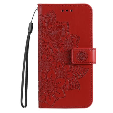 Til Xiaomi Redmi 14C Lommebok-deksel med blomstermønster - rød