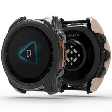 For Garmin Fenix 8 43mm AMOLED Hard PC Urdeksel med Herdet Glass