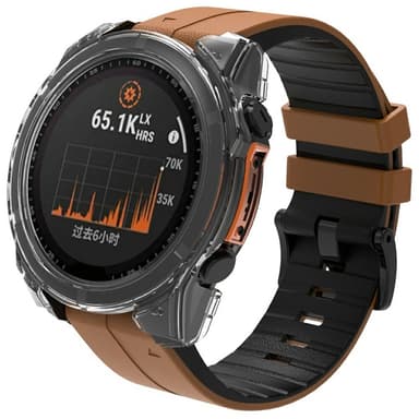 For Garmin Fenix 8 43mm AMOLED Hard PC Urdeksel med Herdet Glass