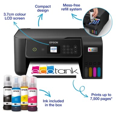 Epson EcoTank ET-2875 multifunksjonsskriver C11CJ66424 (sort)