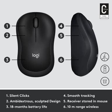 Logitech M220 Silent trådløs mus (sort)