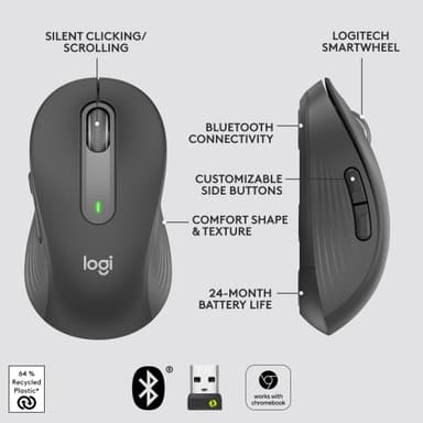 Logitech Signature M650 Large Wireless Mouse (grafitt)