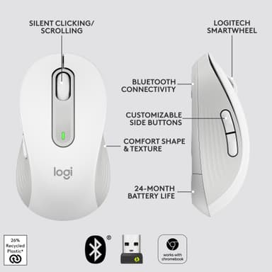 Logitech Signature M650 Wireless Mouse (hvit)