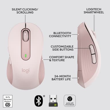 Logitech Signature M650 Wireless Mouse (Rose)