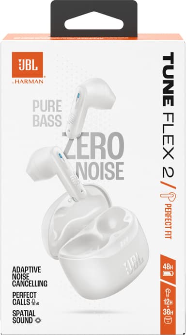 JBL Tune Flex 2 helt trådløse in-ear hodetelefoner (hvit)