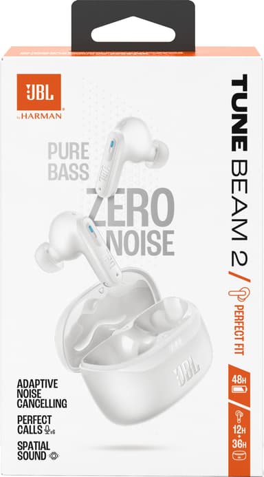 JBL Tune Beam 2 helt trådløse in-ear hodetelefoner (hvit)