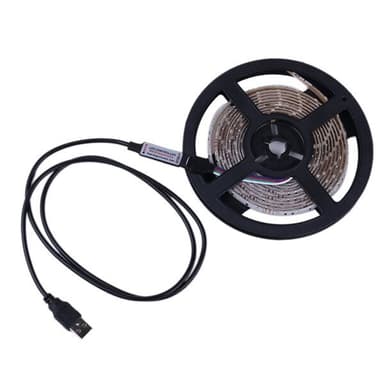 RGB LED loop USB med fjernkontroll - 5 meter vanntett