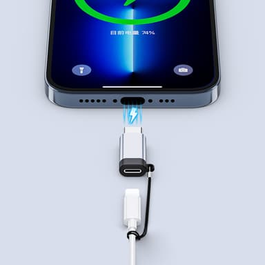 Adapter Lightning (hun) til USB-C (hann), kompatibel med iPhone 15 Grå
