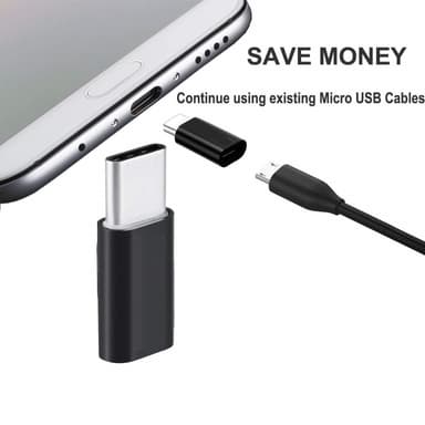 Micro USB til USB-C Adapter Sort