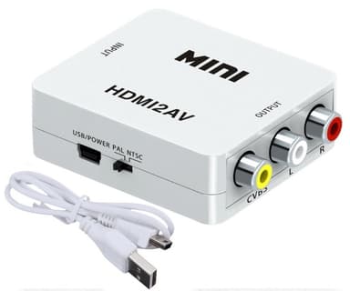 HDMI til AV / RCA signalomformer 1080p Hvit