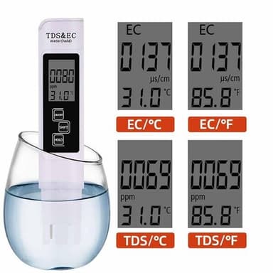 3-i-1 digital vanntester TDS EC med stort LCD-display