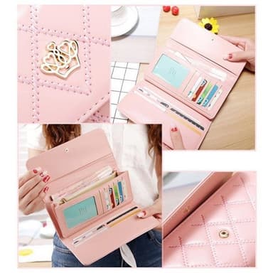 Fashion Wallet Women med glidelås og krone