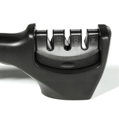 Knivsliper med 3 keramiske og diamantbelagte slipeskiver, bladbredde maks. 4 mm