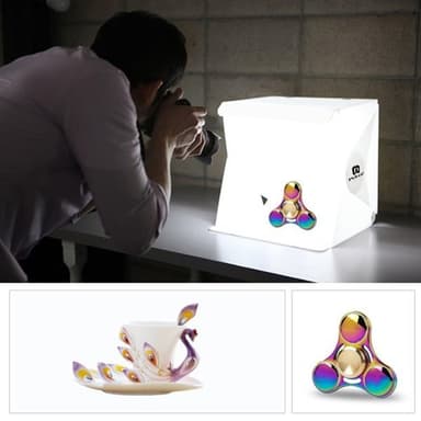Fotostudio mini med LED-paneler - 2 bakgrunner