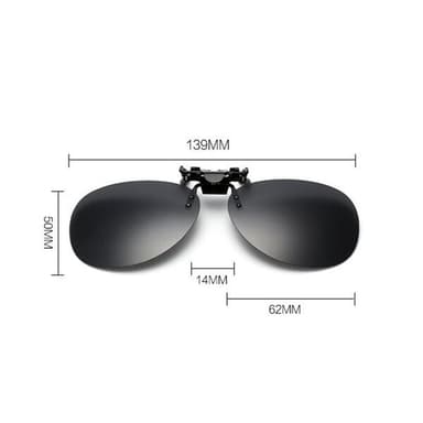 Aviator-solbriller med klips med svart glass og UV400-beskyttelse