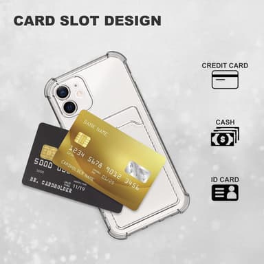 iPhone 12-deksel med kortholder i gjennomsiktig syntetisk gummi