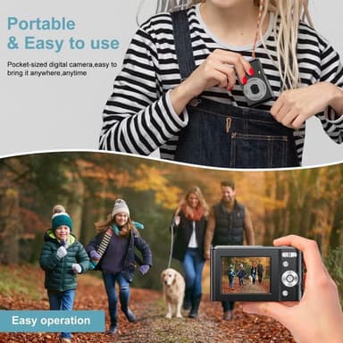 Digitalkamera med 48 MP, HD 1080p og 16x forstørring med 32GB minnekort Blå