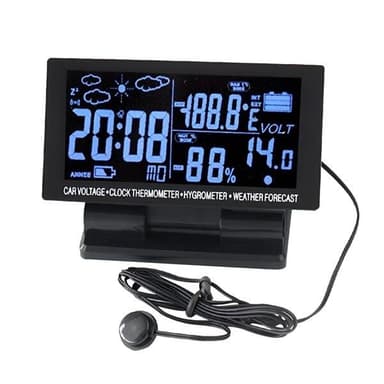 Bilklokke med termometer og voltmeter