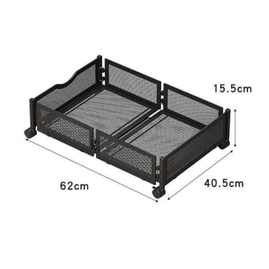 Oppbevaringsboks i stål med hjul for under sengen - 62x40,5x15,5 cm