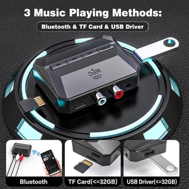 NÖRDIC Bluetooth Mottaker 5.3 RCA 3.5mm AUX med NFC MicroSD Kort USB Minne