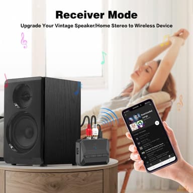 NÖRDIC Bluetooth Mottaker 5.3 RCA 3.5mm AUX med NFC MicroSD Kort USB Minne