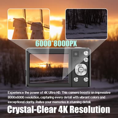 4K HD digitalkamera med stabilisering DC308 Sort