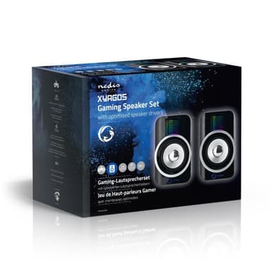 Nedis Gaming Speaker | Høyttalerkanaler: 2.0 | USB-Strøm | 3.5 mm Han | 30 W | RGB | Volumkontroll