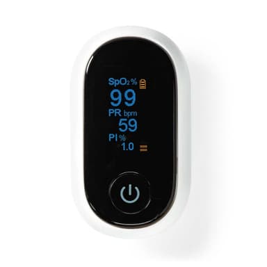 Nedis SmartLife Pulsoksymeter | Bluetooth® | OLED-Skjerm | Anti-bevegelse interferens / Auditiv alarm / Oksygenmetning (SpO2) / Perfusjonsindeks / Puls / Sensor med høy presisjon | Hvit