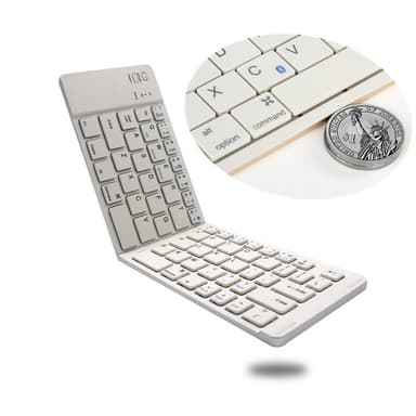 NÖRDIC Sammenleggbart Bluetooth-tastatur 66 taster US Layout Hvit