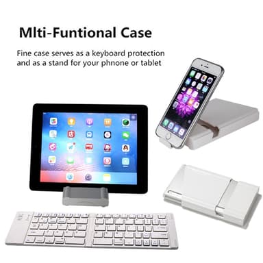 NÖRDIC Sammenleggbart Bluetooth-tastatur 66 taster US Layout Hvit