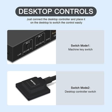 NÖRDIC KVM Switch 2 PC to 1 HDMI 2.0 and 4xUSB for Xbox, PS5, Laptop
