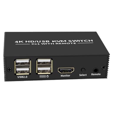 NÖRDIC KVM Switch 2 PC to 1 HDMI 2.0 and 4xUSB for Xbox, PS5, Laptop