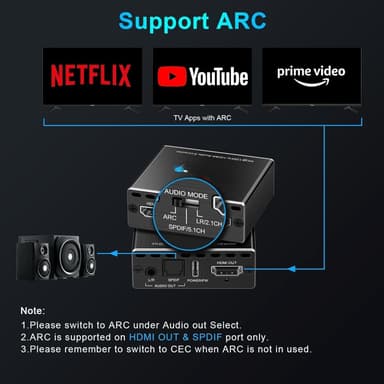 NÖRDIC HDMI 2.1 bryter og extractor 8K60Hz 4K120Hz ARC CEC EDID, S/PDIF og AUX extractor