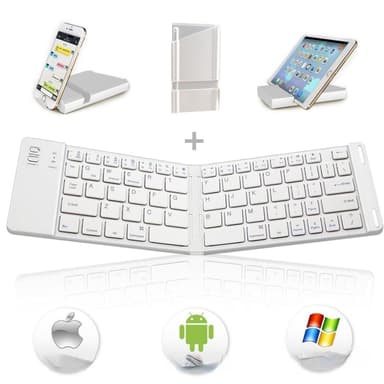 NÖRDIC Sammenleggbart Bluetooth-tastatur 66 taster US Layout Hvit