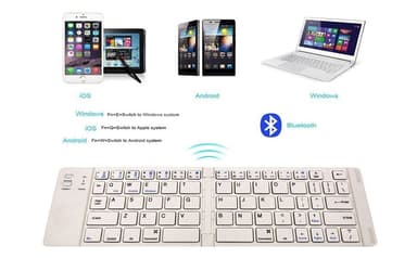 NÖRDIC Sammenleggbart Bluetooth-tastatur 66 taster US Layout Hvit