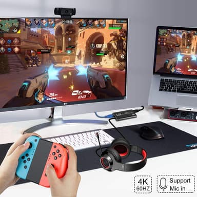 NÖRDIC Videoopptaksadapter USB3.0 HDMI-utgang 4K 60Hz HDMI med sløyfemikrofon og lydutgang HDMI-signalsløyfeutgang
