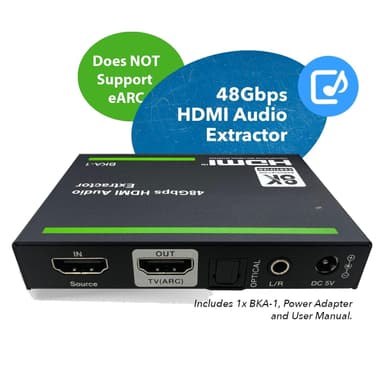 NÖRDIC 8K HDMI 2.1 ARC Extractor - SPDIF + 3,5 mm ekstraksjon, HDMI CEC Dolby Digital/DTS, Atmos, Dolby Vision, HDR10+