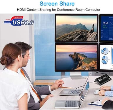 NÖRDIC Videoopptaksadapter USB3.0 HDMI-utgang 4K 60Hz HDMI med sløyfemikrofon og lydutgang HDMI-signalsløyfeutgang