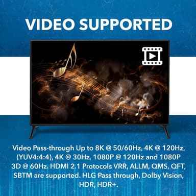 NÖRDIC 8K HDMI 2.1 ARC Extractor - SPDIF + 3,5 mm ekstraksjon, HDMI CEC Dolby Digital/DTS, Atmos, Dolby Vision, HDR10+