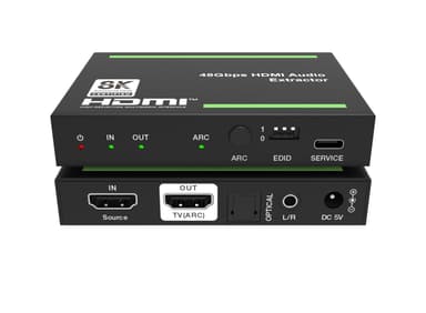 NÖRDIC 8K HDMI 2.1 ARC Extractor - SPDIF + 3,5 mm ekstraksjon, HDMI CEC Dolby Digital/DTS, Atmos, Dolby Vision, HDR10+