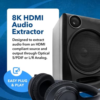 NÖRDIC 8K HDMI 2.1 ARC Extractor - SPDIF + 3,5 mm ekstraksjon, HDMI CEC Dolby Digital/DTS, Atmos, Dolby Vision, HDR10+