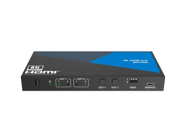 NÖRDIC 8K HDMI 2.1 matrisebryter 2x2 med lyd-extractor Toslink & Stereo EDID CEC, Dolby Atmos, Digital Plus, DTS-EX