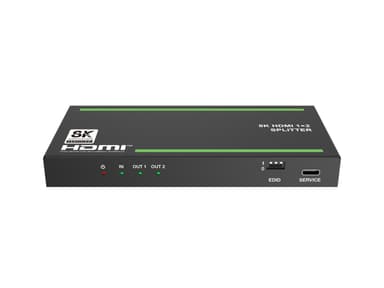 NÖRDIC 8K HDMI 2.1 Splitter 1 til 2 & Extractor Optical SPDIF & Stereo HDR EDID Dolby Atmos, True HD, Digital Plus, DTS-HD Master