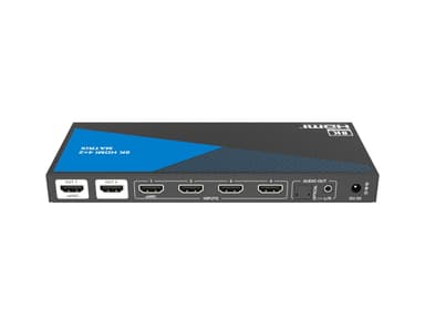 NÖRDIC 8K HDMI 2.1 eARC/ARC matrisebryter 4x2 med Extractor Toslink & Stereo, HDMI CEC, Dolby Atmos/Digital Plus, DTS Master