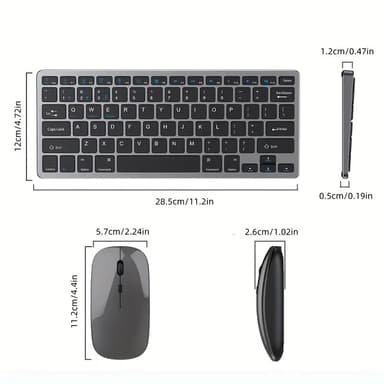 NÖRDIC trådløs Bluetooth og 2.4G mus og tastatursett amerikansk layout