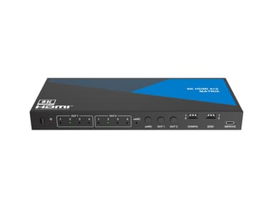 NÖRDIC 8K HDMI 2.1 eARC/ARC matrisebryter 4x2 med Extractor Toslink & Stereo, HDMI CEC, Dolby Atmos/Digital Plus, DTS Master