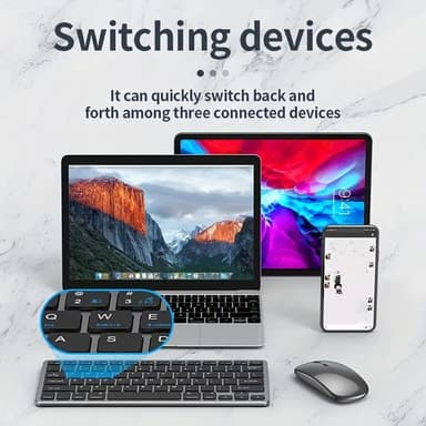 NÖRDIC trådløs Bluetooth og 2.4G mus og tastatursett amerikansk layout